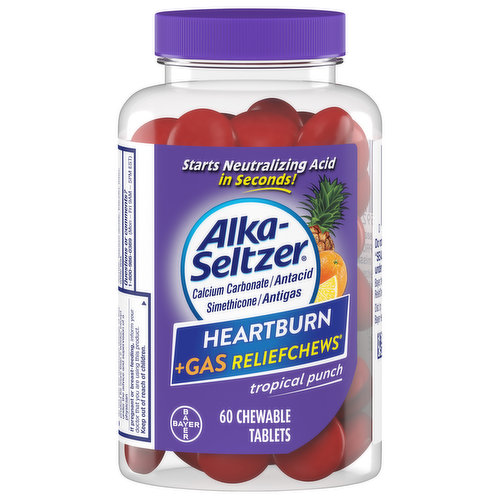 Alka-Seltzer Heartburn + Gas Reliefchews, Tropical Punch, Chewable Tablets