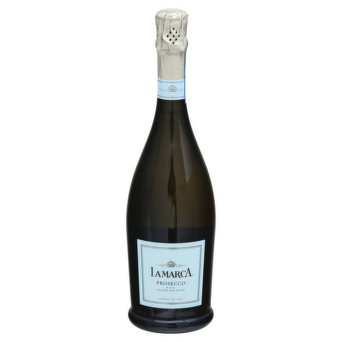 Alc. 11% by vol. 22 Product of Italy. Crafted in the heat of Italy, La Marca Prosecco Sparkles with lively effervescence blossoming notes of honeysuckle and citrus are complemented by hints of crisp green apple, juicy peach and ripe lemon.