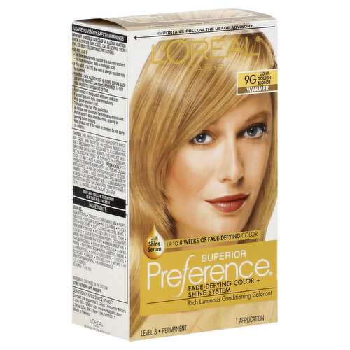 Superior Preference Permanent Haircolor, Warmer, Light Golden Blonde 9G