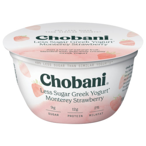 Chobani Yogurt, Greek, Low-Fat, Less Sugar, Monterey Strawberry