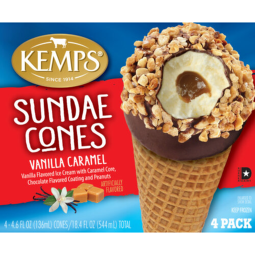 Kemps Vanilla Caramel Ice Cream Cones