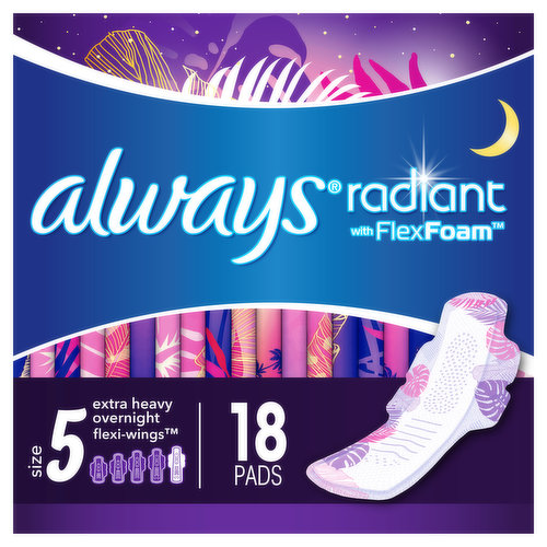 Always Radiant Radiant Overnight Pads, Size 5