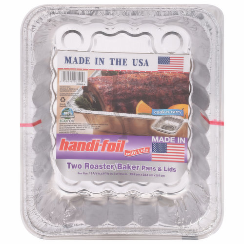 Cook-n-carry. Handi-Foil with lids. Rinse & recycle. For more information on recycling visit www.eco-foilpans.com.