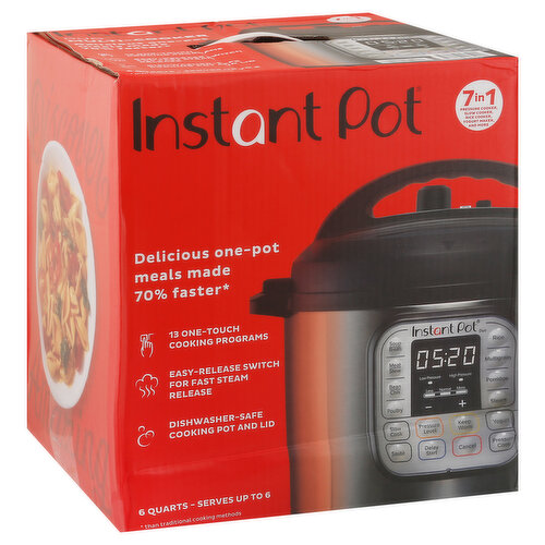 Instant Pot Duo 7-in-1 Electric Pressure Cooker, 6 qt, 5.7 Litre, 1000 W, Brushe