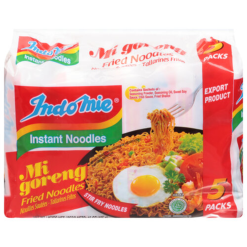 Indomie Mi Goreng Noodles, Stir Fry, Instant, 5 Packs