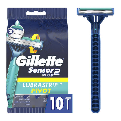 Gillette Gillette Sensor2 Plus Pivoting Head Men's Disposable Razors, 10 Count