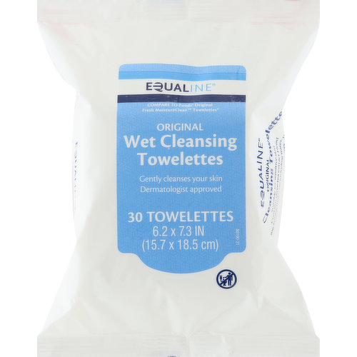 6.2 x 7.3 in (15.7 x 18.5 cm). Gently cleanses your skin. Dermatologist approved. Compare to Ponds Original Fresh MoistureClean Towelettes (All product and company names are trademarks or registered trademarks of their respective holders. Use of them does not imply any affiliation with or endorsement by them). Suitable for sensitive skin. Contains three tea extract blend. Removes long-lasting make-up including water-proof mascara. Suitable for contact lens users. 100% quality guaranteed. supervaluprivatebrands.com. Like it or let us make it right. That's our quality promise. 877-932-7948. supervaluprivatebrands.com. Made in the UK.