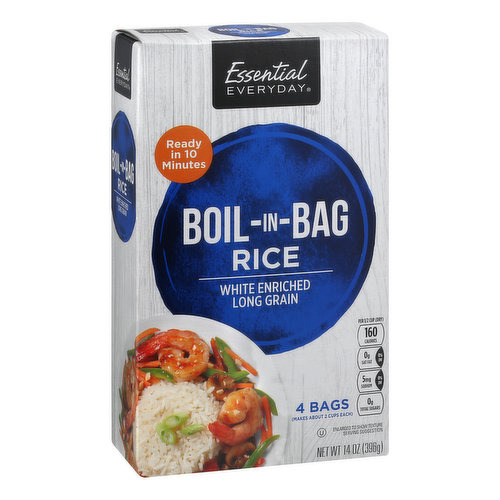 Essential Everyday Rice, White Enriched, Long Grain, Boil-In-Bag