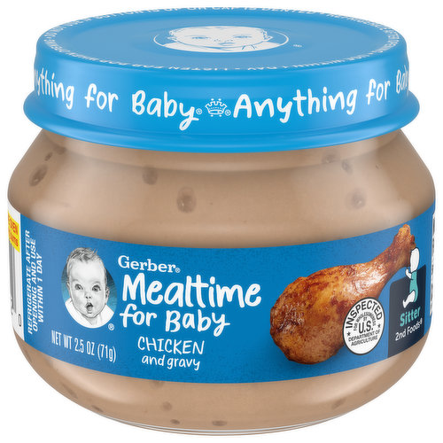 Gerber Mealtime for Baby Baby Food, Chicken and Gravy, Sitter 2nd Foods