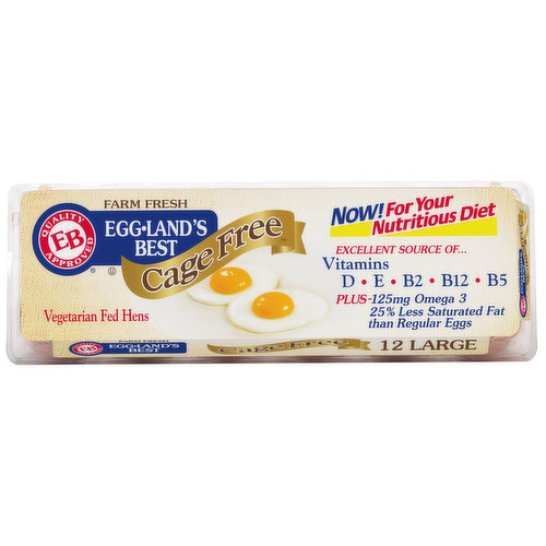 Eggland’s Best Eggs come from hens fed a proprietary wholesome, all-vegetarian diet consisting of healthy grains, canola oil, and a supplement of rice bran, alfalfa, sea kelp, and vitamin E that gives our eggs added nutrition, superior taste, strong shells and creamy, bright yellow yolks. Eggland's Best eggs offer great taste and nutrition no matter how you like your eggs - fried, scrambled, hard-cooked, or in any favorite recipe. Stock up today on endless possibilities for breakfast, lunch, dinner, and even snack time. Eggland’s Best. Better taste. Better nutrition. Better eggs.