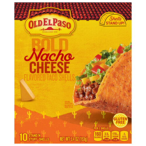 Old El Paso Taco Shells, Bold, Nacho Cheese Flavored