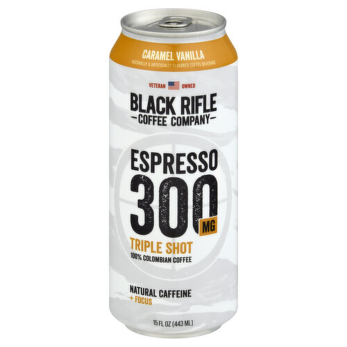 Black Rifle Coffee Company Coffee, 100% Columbian, Espresso 300 mg, Caramel Vanilla, Triple Shot