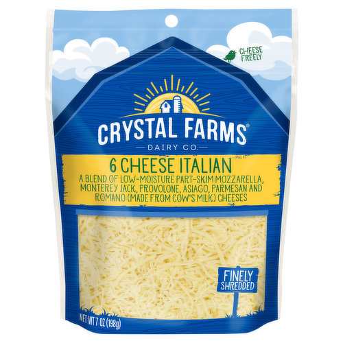 Crystal Farms Cheese, 6 Cheese Italian, Finely Shredded