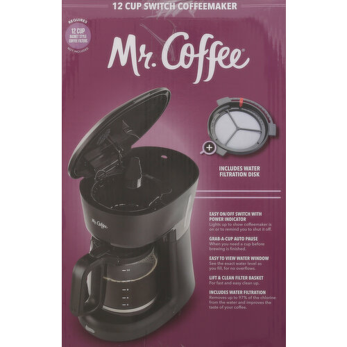 Mr. Coffee 12-Cup Coffee Maker Grab-a-Cup Auto Pause Easy Cleanup