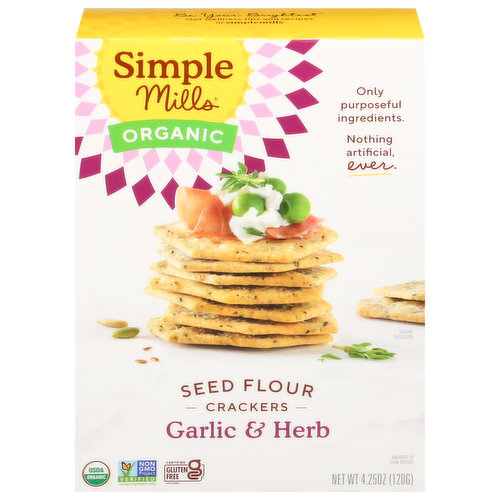 Simple Mills Crackers, Seed Flour, Garlic & Herb