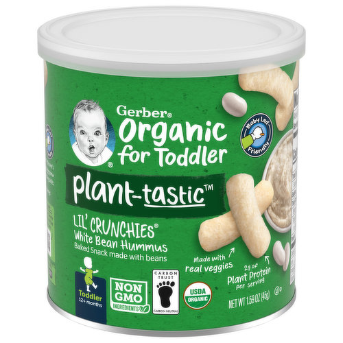 Gerber Organic for Toddler Lil' Crunchies, White Bean Hummus, Plant-tastic