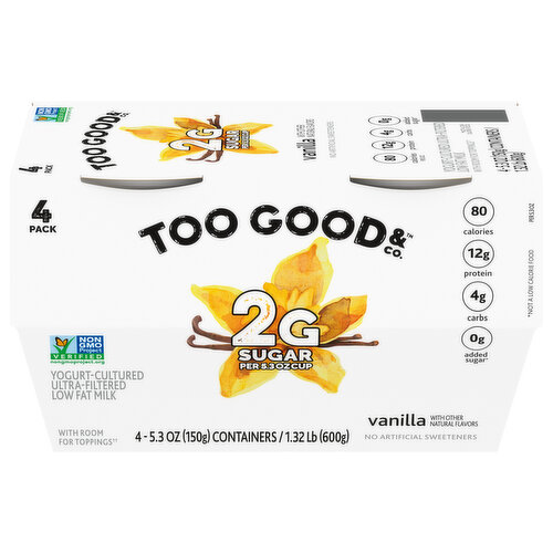 Too Good & Co. Yogurt, Vanilla, Ultra-Filtered, Low Fat