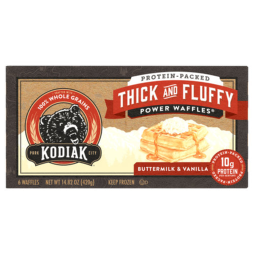 Kodiak Power Waffles, Buttermilk & Vanilla, Thick and Fluffy, Protein-Packed