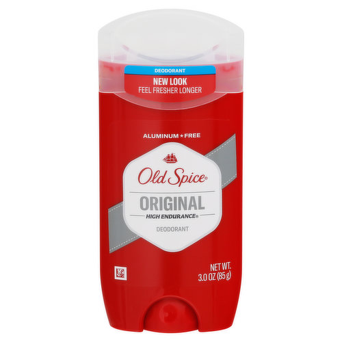 New look. Feel fresher longer. Aluminum free. Contains odor-fighting atomic robots that shoot lasers at your stench monsters and replaces them with fresh clean, masculine scent elves. 48 hour odor protection. www.oldspice.com. www.pg.com. how2recycle.info. Questions? 1-800-677-7582; www.oldspice.com.