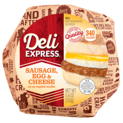 Deli Express Sausage, Egg & Cheese Muffin Sandwich