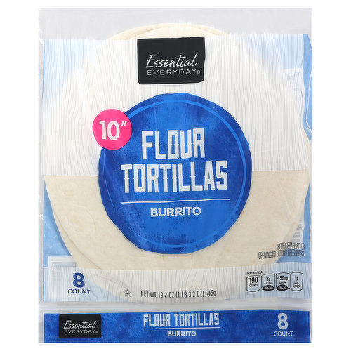 Essential Everyday Flour Tortillas, Burrito, 10 Inch