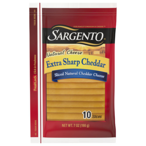 Sargento Sliced Extra Sharp Natural Cheddar Cheese, 10 Slices