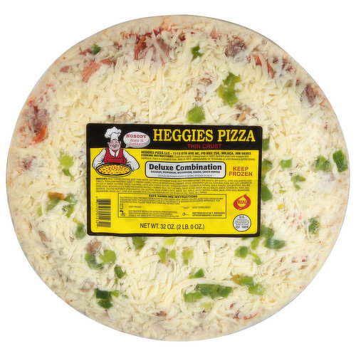 Heggies Pizza Pizza, Thin Crust, Deluxe Combination