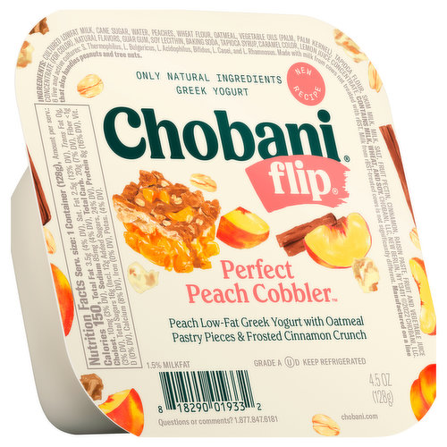 Chobani Flip Yogurt, Greek, Perfect Peach Cobbler