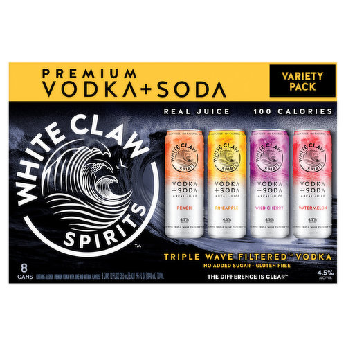 Vodka + Soda, Peach, Pineapple, Wild Cherry, Watermelon, Premium, Variety Pack