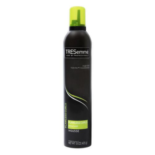 Used by professionals. Larger size! from the No. 1 mousse brand. Professional quality. Our Philosophy: From our origins in salons in 1948. Tresemme has been driven by a simple truth: every woman deserves to look & feel fabulous, like they've just stepped out of the salon Tresemme is dedicated to creating haircare products that are salon quality. Inspired by stylists and tested in salons the products are designed to help you achieve salon gorgeous hair every day. Tresemme. Professional. At your fingertips. Why use flawless curls mousse? This product is a conditioning formula with keratin and gelatin proteins, formulated to help quench your thirsty curls. This silky smooth mousse enhances your natural waves with smooth definition. www.tresemme.com. For more salon secrets from our stylists go to tresemme.com. Questions? Comments? Contact us at 1-888-497-7054 or at www.tresemme.com.