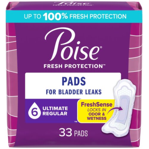 Poise Fresh Protection Pads, 6, Ultimate Regular