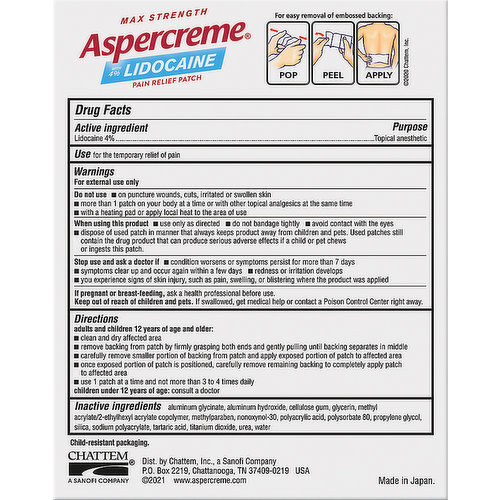 Lidocaine Pain Relief Patch  Aspercreme® Pain Relief Products