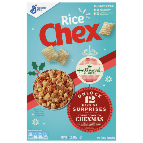 Make new traditions with General Mills Rice Chex Cereal. From the breakfast table to party snacks, every bowlful of these simple little rice squares is full of possibilities. Oven-toasted, made with whole grain cereal is sweetened just the right amount for a taste loved by kids and grown-ups alike. When it's time for fun, Chex is in the mix. Make the holidays even happier by serving Nutcracker snack mix at your party. For family gatherings, add peanut butter and chocolate to create Muddy Buddies. Or toss together Original Chex Mix for road trip snacks. Of course, you can always pour yourself a bowl with milk for a tasty part of breakfast. Made with no high fructose corn syrup or artificial colors or flavors, Rice Chex is a breakfast cereal the whole family will enjoy. Every serving of the gluten free cereal contains 17 grams of whole grain (at least 48 grams recommended daily) and is a good source of calcium. This cereal box is an official participating Box Tops product, helping support schools and teachers. Whether you’re looking for gluten free snacks, cereal bars, trail mix ingredients or a breakfast food for the whole family, General Mills cereals spread goodness from tots to grown-ups.