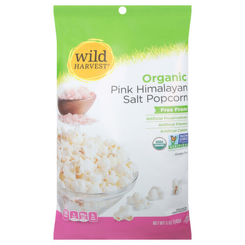 Wild Harvest Popcorn, Organic, Pink Himalayan Salt