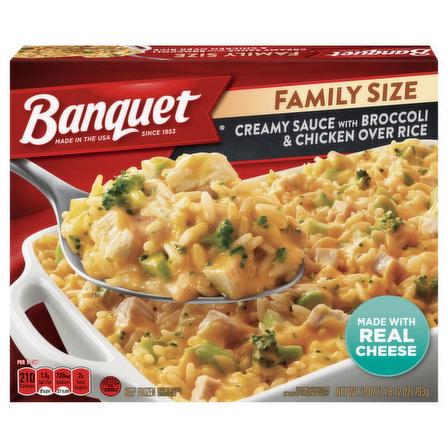 Banquet Family Size Creamy Sauce with Broccoli and Chicken Over Rice, Frozen Meal