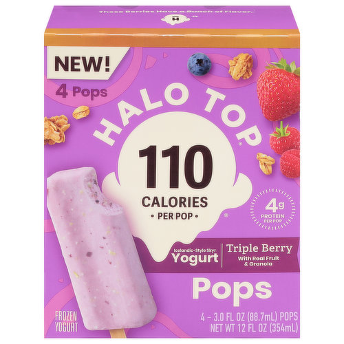 Halo Top Frozen Yogurt, Icelandic-Style Skyr, Triple Berry, Pops