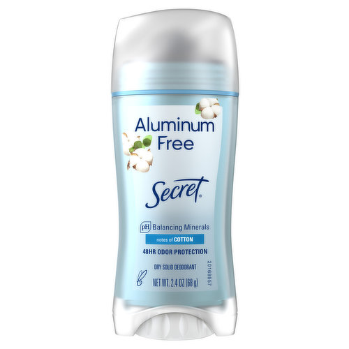 Secret Aluminum Free Aluminum Free Deodorant for Women, Cotton, 2.4 oz