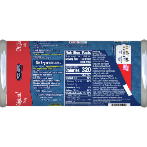 Pillsbury Cinnamon Rolls Nutrition Label