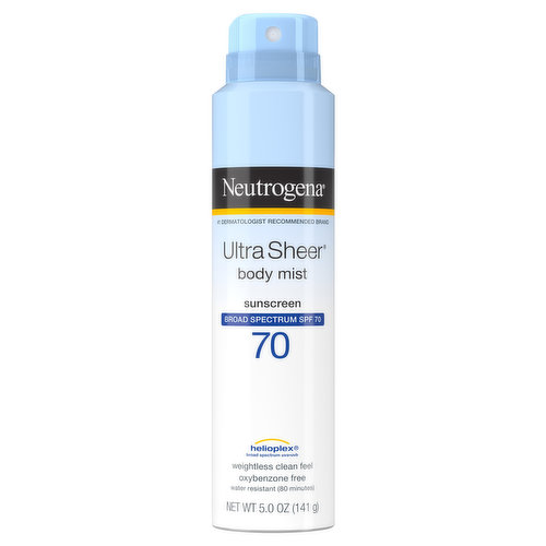 Neutrogena Ultra Sheer Sunscreen, Body Mist, Broad Spectrum SPF 70