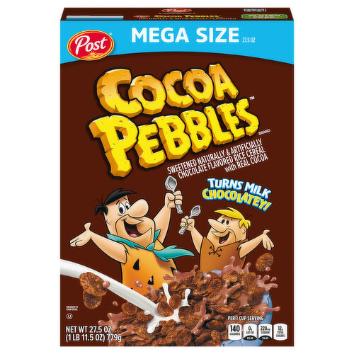 Cocoa Pebbles Cereal, Chocolate Flavored, Mega Size