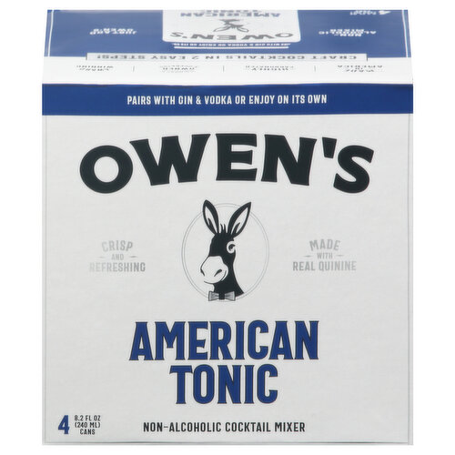 Crisp and refreshing. Stubborn in our commitment to quality. Our American tonic is a refreshing twist on a timeless classic, specifically crafted to pair with contemporary American spirits. Made with the purest ingredients like quinine and a splash of citrus, Owen’s American tonic elevates your cocktail when mixed with your favorite spirit. We take pride in offering the modern cocktail enthusiast delicious, high- quality mixers and helping create fun, unforgettable moments with one simple pour. Just add Owen’s. Highly carbonated. Family owned & operation. Award winning. Craft cocktails in 2 easy steps!