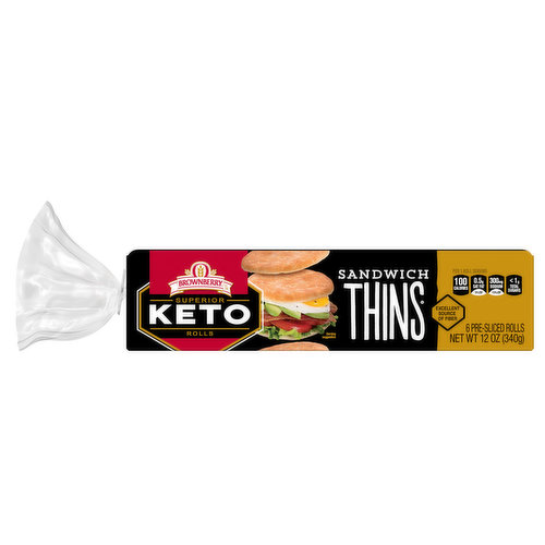 Brownberry Brownberry Keto Sandwich Thins, 6 count, 12 oz