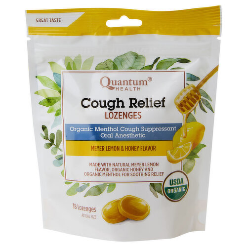 Quantum Health Cough Relief, Lozenges, Meyer Lemon & Honey Flavor