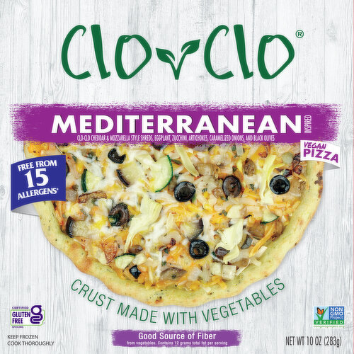 Clo-Clo Vegan Pizza, Vegetable-Infused Crust, Mediterranean Inspired