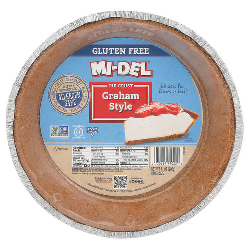 Mi-Del Pie Crust, Gluten Free, Graham Style, 9 Inch Size