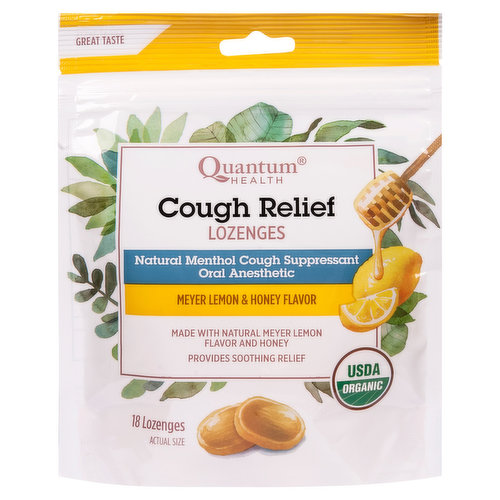 Quantum Health Cough Relief, Lozenges, Meyer Lemon & Honey Flavor