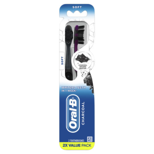 Oral-B Charcoal Charcoal Toothbrushes, Soft, 2 Count