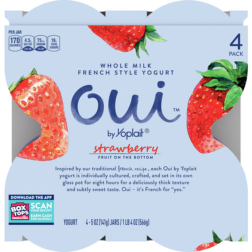 Oui by Yoplait Peach Whole Milk French Style Yogurt Jar, 5 oz