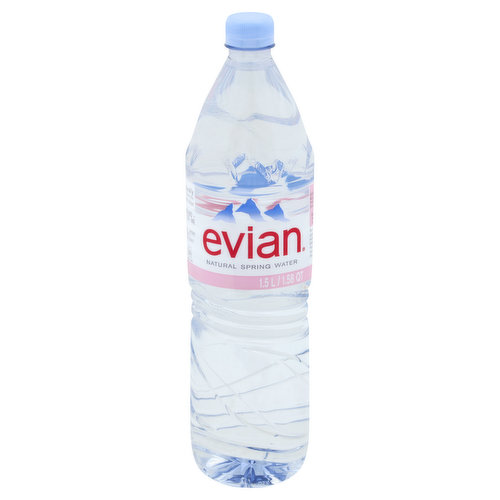 Naturally pure from the French Alps. 100% recyclable. evian.com. Mineral Composition (mg/L): calcium 80; magnesium 26; potassium 1; silica 15; bicarbonates 360; sulfates 12.6; chlorides 6.8; neutrally balanced pH 7.2. Dissolved solids at 180C:309 ppm (mg/L) Evian has naturally occurring electrolytes contributing to the taste nature intended. For inquiries or a report on bottled water quality & information: 1-800-633-3363 or evian.com. Source: Cachat Spring, Evian. Product of France.