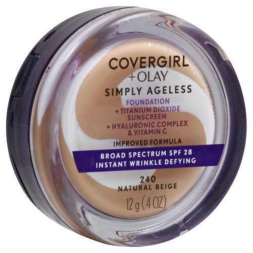 CoverGirl Simply Ageless Instant Wrinkle Defying, Natural Beige 240, Broad Spectrum SPF 28
